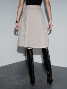 Lumivelle 女式秋季喇叭腰可调节 PU 皮革半身裙 - 灰色 - 查看 2