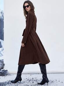 Aveloria Modichic Metal Buckle Dual Pocket Long Sleeve Dress, Fashionable Commuter Style, Long Business Dress For Women, Autumn