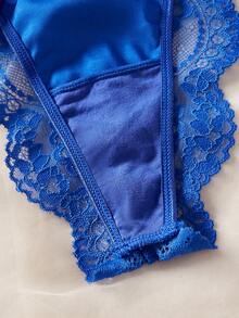 2pcs Lace Patchwork Sexy Lingerie Set For Women - Blue - View 6