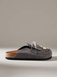 Solecia Damen Mule Schuhe mit dicker Sohle, geschlossene Zehenpartie, Lässig Loafer für Frühling & Herbst - Dunkelgrau - Übersicht 1