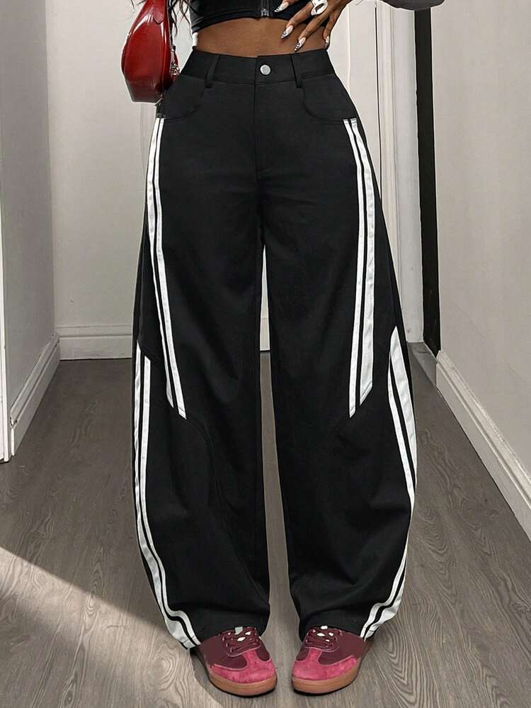 Women's Loose Fit Color Block Sports Pants