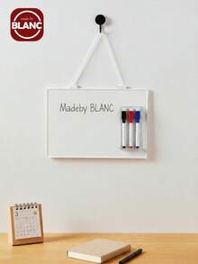 Madebyblanc 1pc A4 Size Dry Erase Board With String For Wall Small Dry Erase Whiteboard Hanging Whiteboard With 3pcs Magnetic Wipe Off Markers Pens For Kids Erasable Message Writing Drawing School & Home Supplies Back To School - Multicolor - View 1