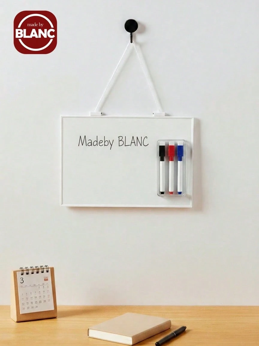 Madebyblanc 1pc A4 Size Dry Erase Board With String For Wall Small Dry Erase Whiteboard Hanging Whiteboard With 3pcs Magnetic Wipe Off Markers Pens For Kids Erasable Message Writing Drawing School & Home Supplies Back To School - Multicolor - View 1
