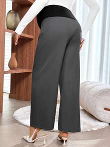 SHEIN 孕妇可调节腰围宽松休闲裤 - 深灰色 - 查看 2