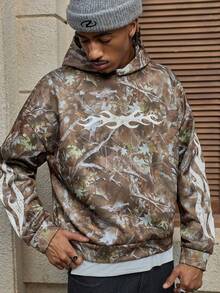 AXEPEAK Casual Loose Short Hoodie Sweatshirt For Men, Autumn/Winter - Brown - View 5