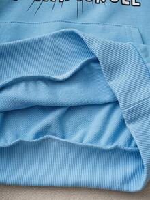 HELLO KITTY AND FRIENDS | SHEIN 少女可爱卡通字母图案卫衣，秋季款 - 藍色 - 查看 8