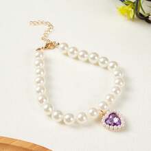 PETSIN 1. 优雅女士心形宠物珍珠项链，小猫项圈，小狗心形水晶吊坠，泰迪熊颈部装饰饰品，适合猫咪佩戴 - 彩色 - 查看 35