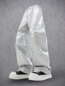 Manfinity Denimwave 男士街头派对休闲宽松直筒裤 - 銀色 - 查看 3