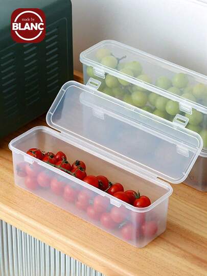 1入組帶把手PP麵條收納盒，現代透明長方形家用食品收納盒
