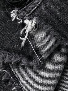 DAZY 女士短款黑色牛仔流苏夹克 Y2k