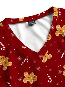 TaskEZ Atasan Seragam Medis Minimalis Kasual dengan Motif Natal - MultiWarna - View 7