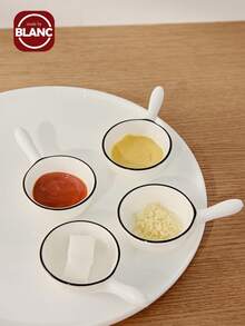 4pcs Ceramic Seasoning Dishes For Home Kitchen Restaurant, Used For Salt, Sugar, Spices, Chili Powder, Suitable For Outdoor, Wedding, Party, Gift, Birthday,School Supplies - White - View 6