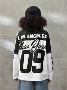 Coolane Kids Tween Boys' Winter Casual Letter Print Round Neck 2 In 1 Long Sleeve  Black T-Shirt For Autumn,Christmas/New Year/Thanksgiving/Party/Elegant/Chic, Boys Hip Hop Clothing, Kida Graphic Tees, Kids Streetwear - Black and White - View 2