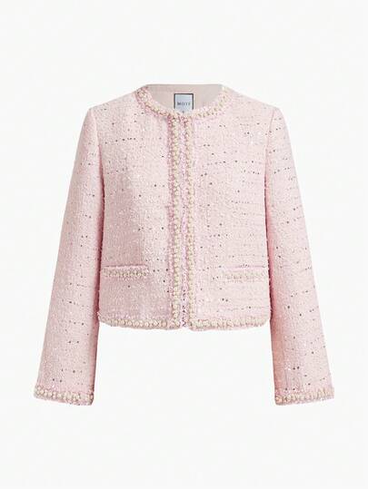 MOTF PREMIUM TWEED FAUX PEARL TRIM JACKET
