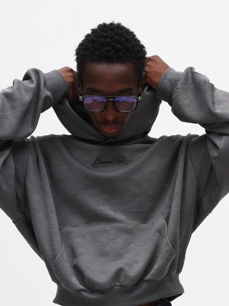 SUMWON Crop Fit Textured Overhead Hoodie With Drawstring And Centre Pocket Casual Pullover Sweatshirt Plain