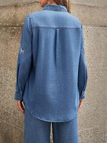 Selenza Women's Floral Embroidered Long Sleeve Zip-Up Casual Denim Jacket - Multicolor - View 2