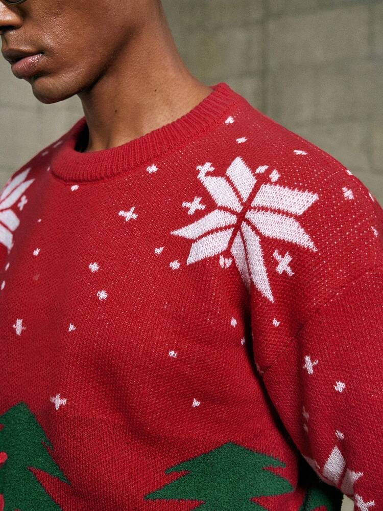 Pull col rond casual et pour hommes, manches longues, pour Noël et Nouvel An