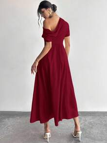 Firerie 女士优雅舞会礼服婚礼派对毕业典礼无袖公主A字长裙 - 酒紅色 - 查看 2