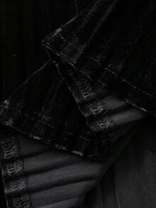 FRIFUL 女士纯色弹力腰带纹理面料直筒半身裙，宽松休闲百搭半身裙，秋冬款 - 黑色 - 查看 7