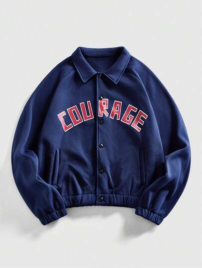 Prep Veste manteau à manches longues avec imprimé lettres bicolore pour hommes