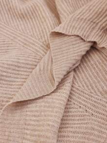 Louniche Elegant Minimalist Apricot Turndown Collar Raglan Sleeve Loose Knit Pullover Sweater For Women, Suitable For Commuting, Autumn/Winter - Apricot - View 7