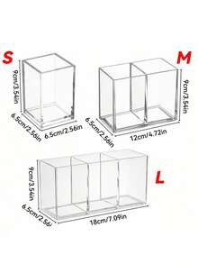 1PC Transparent Acrylic Cosmetic Brush Holder, Desktop Vanity Organizer For Lipstick, Eyebrow Pencil, Skin Care Products And Makeup Mirror - transparent - View 10