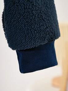 Sweetra Young Tween Girl Cross Embroidery Zipper Half-Zip Raglan Long Sleeve Casual Sweatshirt, Autumn/Winter - Navy Blue - View 7