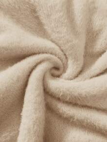 Easowa Áo len dài tay dáng rộng, bất đối xứng vai dành cho nữ, hoàn hảo cho ngày Valentine hoặc kỳ nghỉ biển. - Màu be - Xem 7