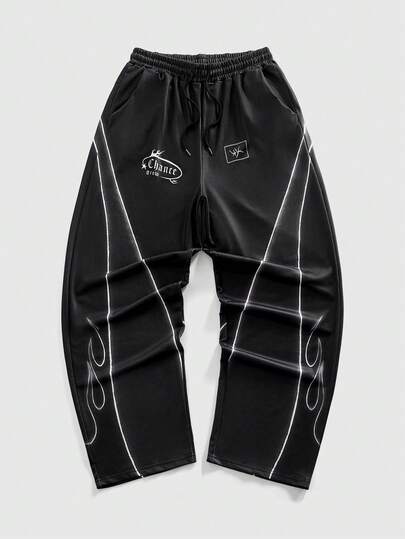 Street Life Pantaloni casual da uomo con vita con coulisse e bordi a contrasto