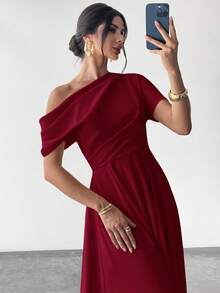 Firerie 女士优雅舞会礼服婚礼派对毕业典礼无袖公主A字长裙 - 酒紅色 - 查看 7