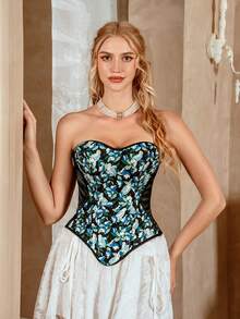 Myrelith 1pc Women Floral Print Bandeau Shapewear Top - Multicolor - View 4