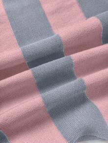 EgrlEra Áo len dài tay cổ chữ V kẻ sọc thường ngày dành cho nữ, Thu/Đông - Hồng - Xem 5