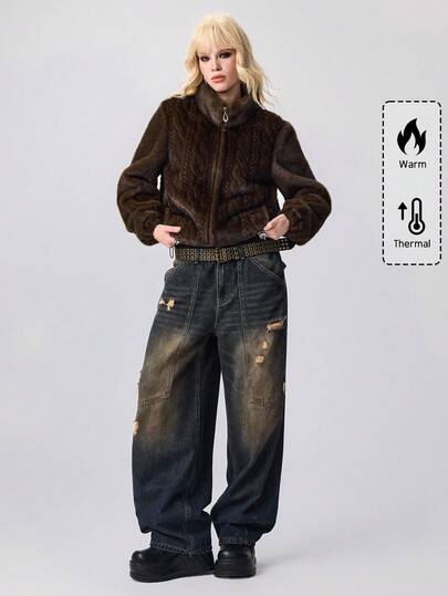 Women's Faux Fur Textured Jacket