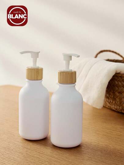 1pc White Soap Dispenser Set For Bathroom Hand Soap And Dish Soap, Bamboo Pump, 16oz Plastic Soap Dispenser And Lotion Dispenser Set For Kitchen, Refillable Liquid Soap Dispenser Bottle Home Bathroom Decor Fall Decor Back To School