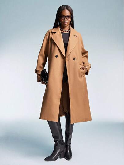 Aveloria Affinna 秋冬新款宽松柔软羊毛大衣，女士优雅风