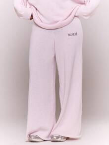MUSERA Plus Wide Leg Emboidered Knit Trousers Cosy Casual Everuday Sweatpants Fall Autum Winter   Spring