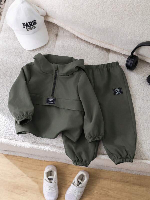 2 Stück Baby Jungen Grau Herbst Dekorative Strick Kapuzenpullover und Hose mit elastischem Bund Set, Lässig Sport Komplett-Outfit geeignet für drinnen und Outdoor