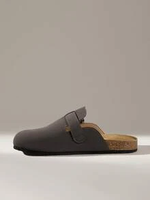 Solecia 女士时尚休闲毛绒搭扣平底鞋 - 深灰色 - 查看 4