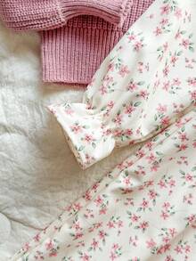Vintaside Kids 2pcs Girls Cute Knitted Cardigan Ditsy Floralnt Dress Set, Autumn/Winter - Dusty Pink - View 5