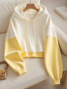 Resyla 女式休闲拼色连帽运动衫，秋冬 - 彩色 - 查看 1