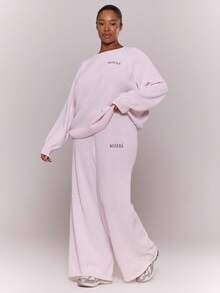 MUSERA Plus Wide Leg Emboidered Knit Trousers Cosy Casual Everuday Sweatpants Fall Autum Winter   Spring