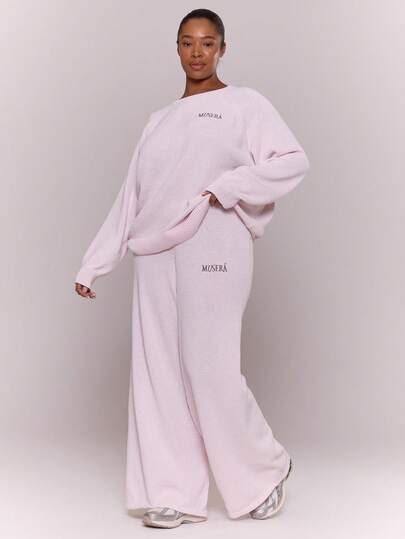 MUSERA Plus Vida ben Broderade Stickade Byxor Mysiga Casual Vardagliga Träningsbyxor Höst Vinter Vår