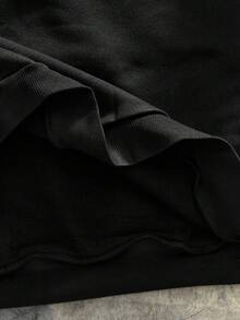 AXEPEAK 男士简约印花长袖连帽衫 - 黑色 - 查看 6