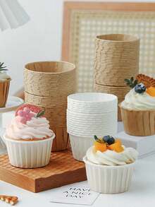 50pcs Muffin Cup Liners Cupcake Wrappers With Foil Rim For Gathering With Family & Friends Back To School - Multicolor - View 3