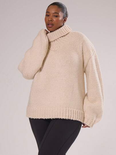 MUSERA Chunky High Neck Knitted Plus Size Jumper Fall, Autumn, Winter, Christmas, Holidays, Cosy, Cute Festive, Ski