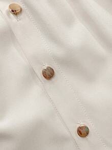 GlowEve Váy dài tay ôm cổ màu mơ thanh lịch dành cho nữ, có thắt lưng nơ và thiết kế xếp ly - Màu be - Xem 6