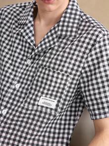 EverLounge Comfortable Cotton Striped Polo Collar Short Sleeve Shorts Men's Pajama Set, Quality Men's Comfortable Minimalist EasyComfort - Black and White - View 5