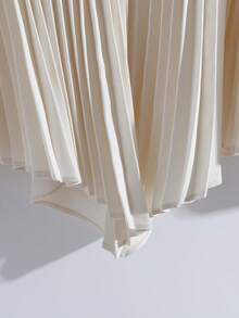 Modelyn 女式纯色简约长袖衬衫，休闲日常穿着 - 杏色 - 查看 6