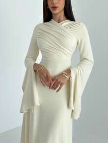 Aloruh Vestido A-Line con pliegues, elegante para mujer en otoño/invierno