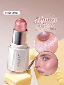 SHEGLAM Buttery Bling Highlight Stick-Rose Rush Brand Beauty Makeup Face Paint Cosmetic For Women Girls Perfect For Winter Spring Ideal For Y2K Fancy Fashion Suitable For Birthday Gift Party Ready Best Color - Rose Rush - View 1